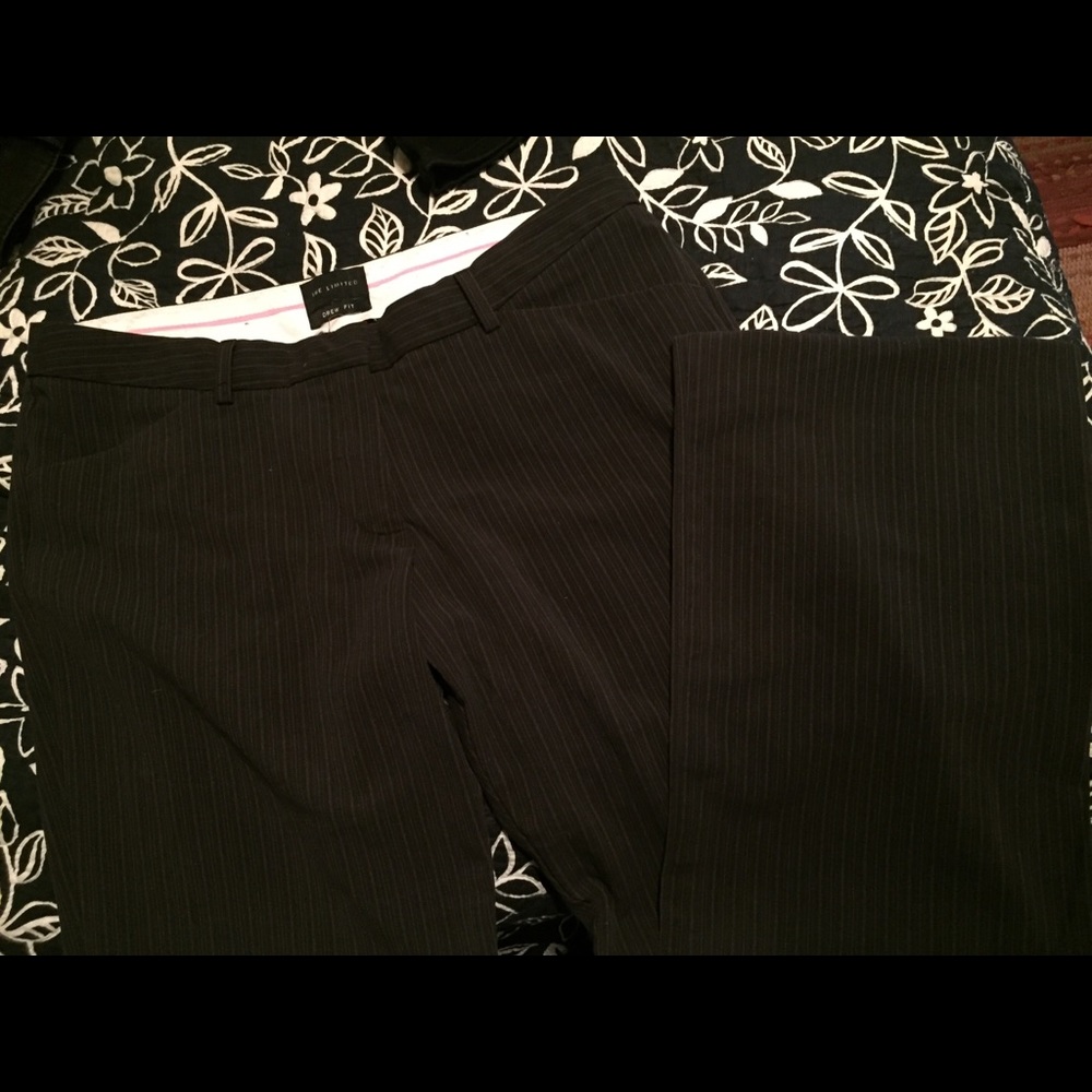 Wide leg black/light gray pin stripe trousers